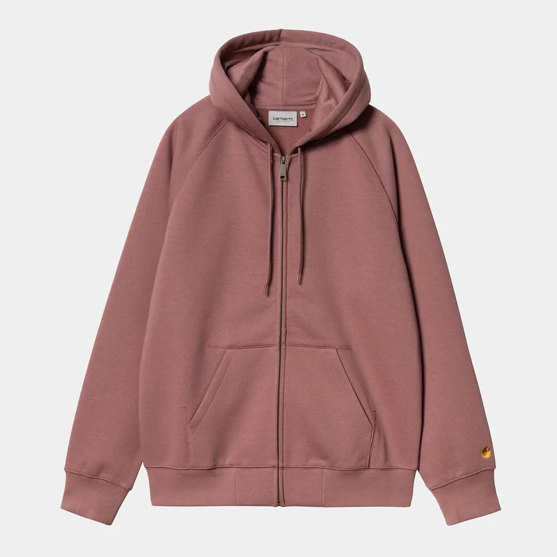 Carhartt WIP Heren Chase Zip Front Jacket Hoodie - Donkerroze
