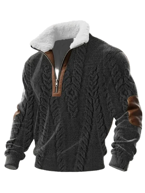Heren Trui met Ritssluiting en Hoge Kraag voor Comfortabele Casual Stijl