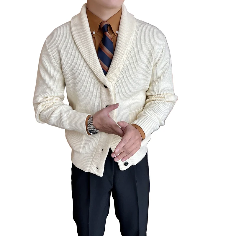 Heren Vest met Sjaalkraag en Geribd Ontwerp