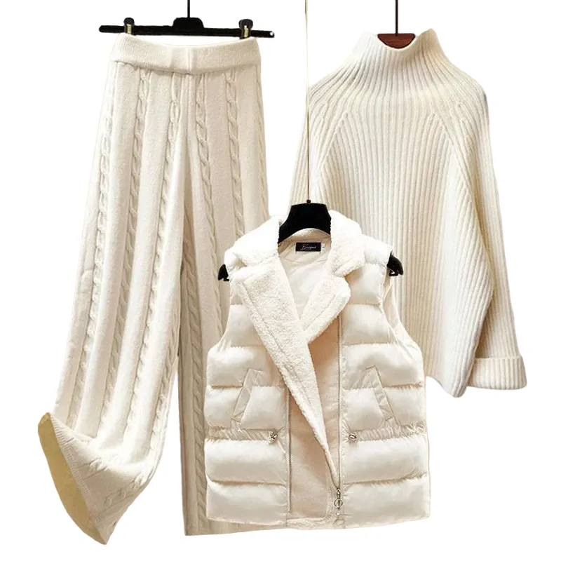 Dames 3-delige Winterset Met Trui, Broek en Vest