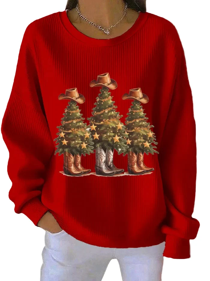 Dames Kersttrui met Western Print