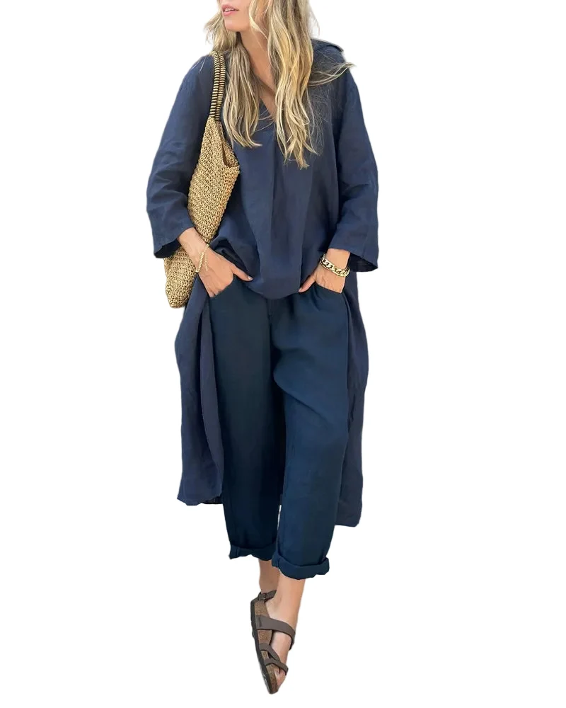 Dames Lange Tuniek en Broekset Casual Stijl