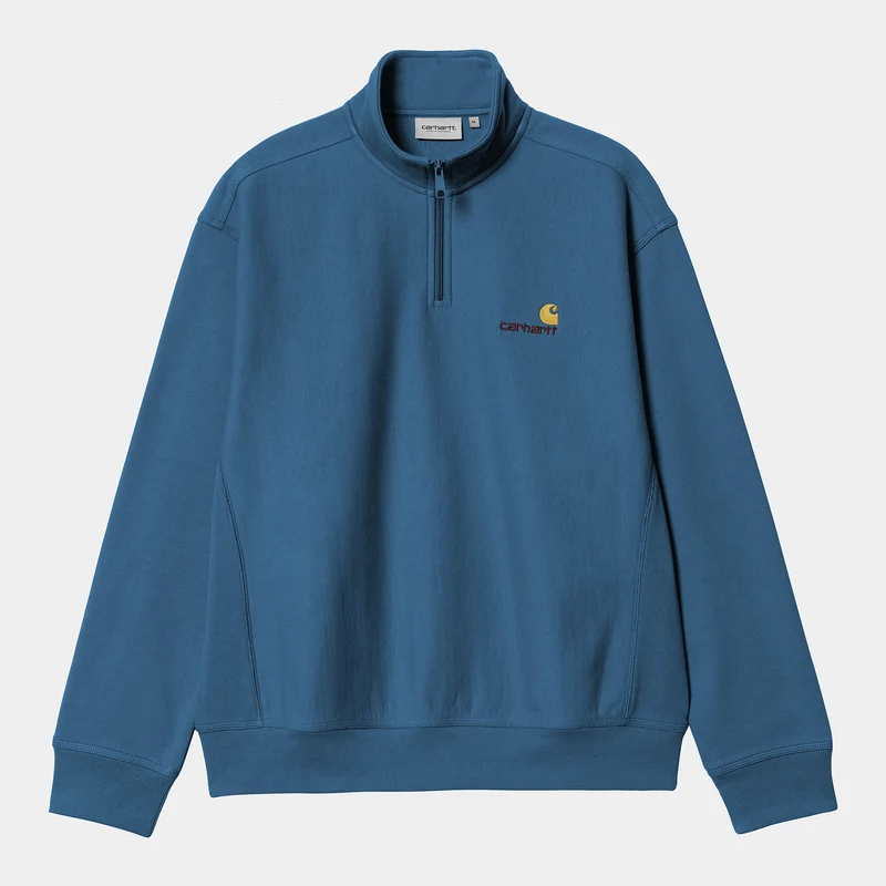 Carhartt WIP Heren halve rits American Script Sweatshirt - Sodalite