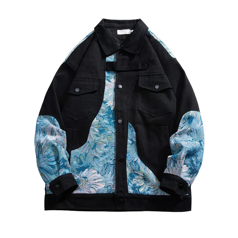 Unisex Spijkerjack met Geborduurde Bloemen