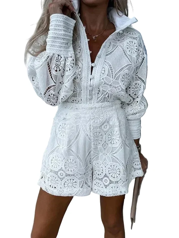 Dames Tweedelige Zomer Outfit Ibiza Stijl Met Kanten Details