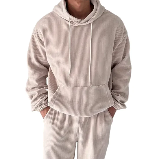 Heren Hoodie met Geribbelde Afwerking en Kangoeroezak