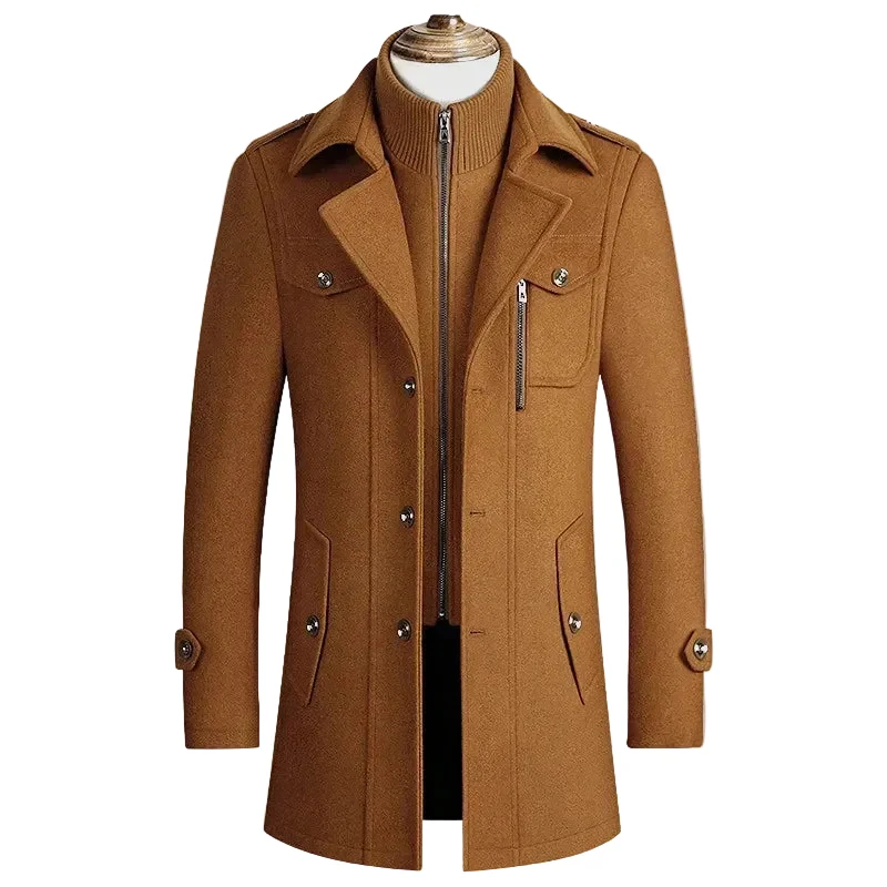 Heren Topcoat Slim-Fit met Epauletten