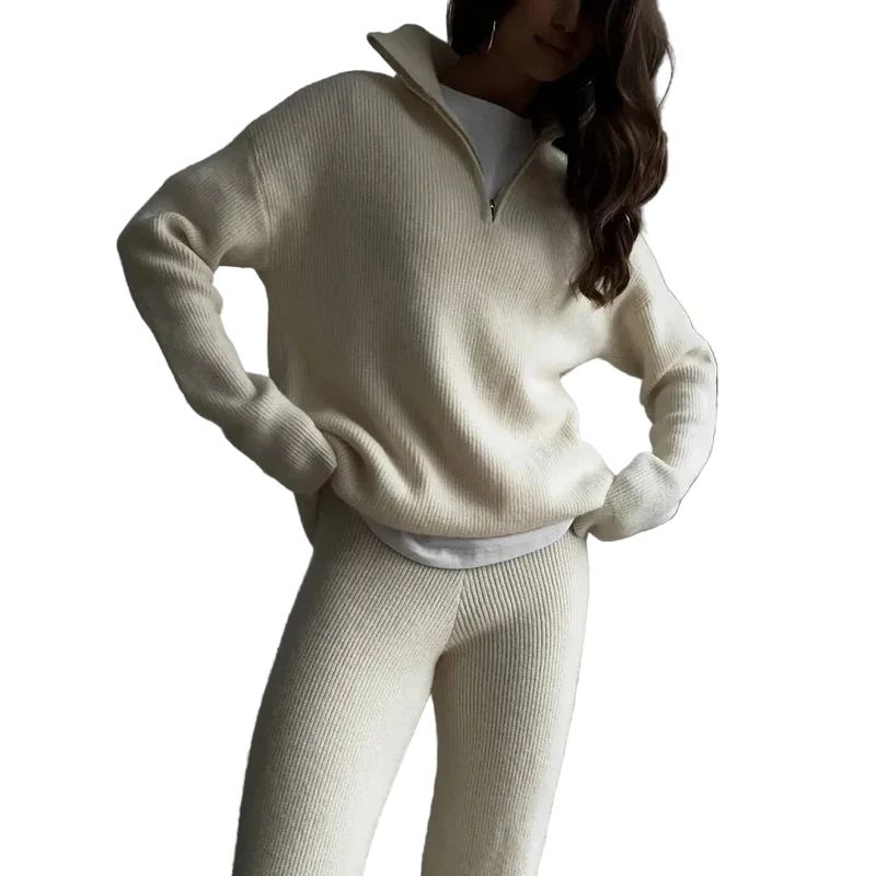 Dames Tweedelige Set Relaxed Fit met Halve Rits