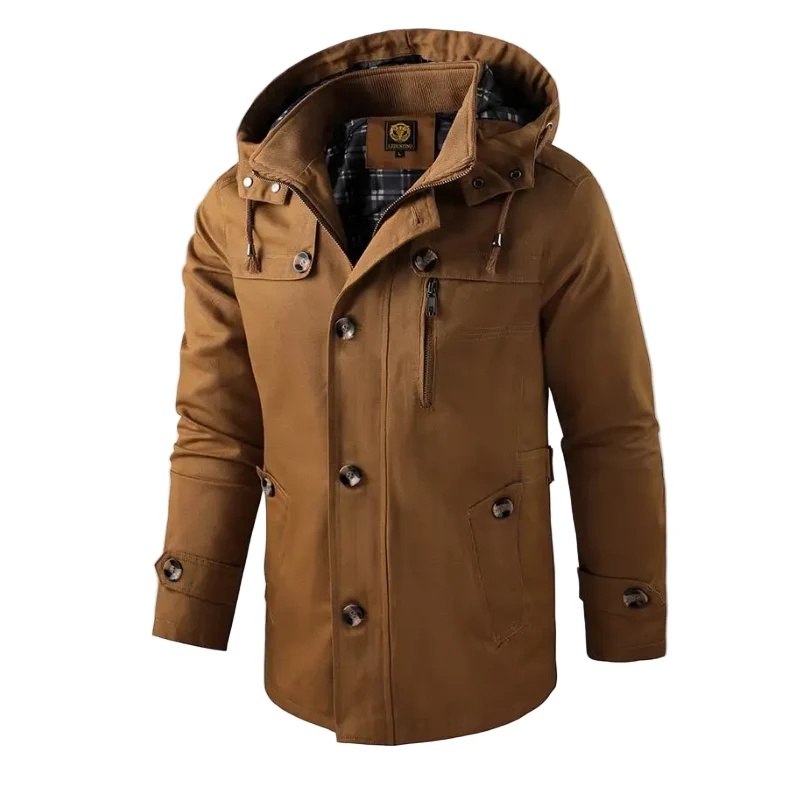Heren Lange Winterjas Waterdicht met Capuchon