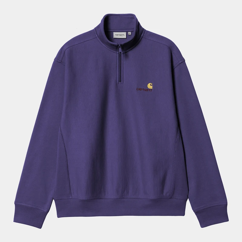 Carhartt WIP Heren halve rits American Script Sweatshirt - Aura