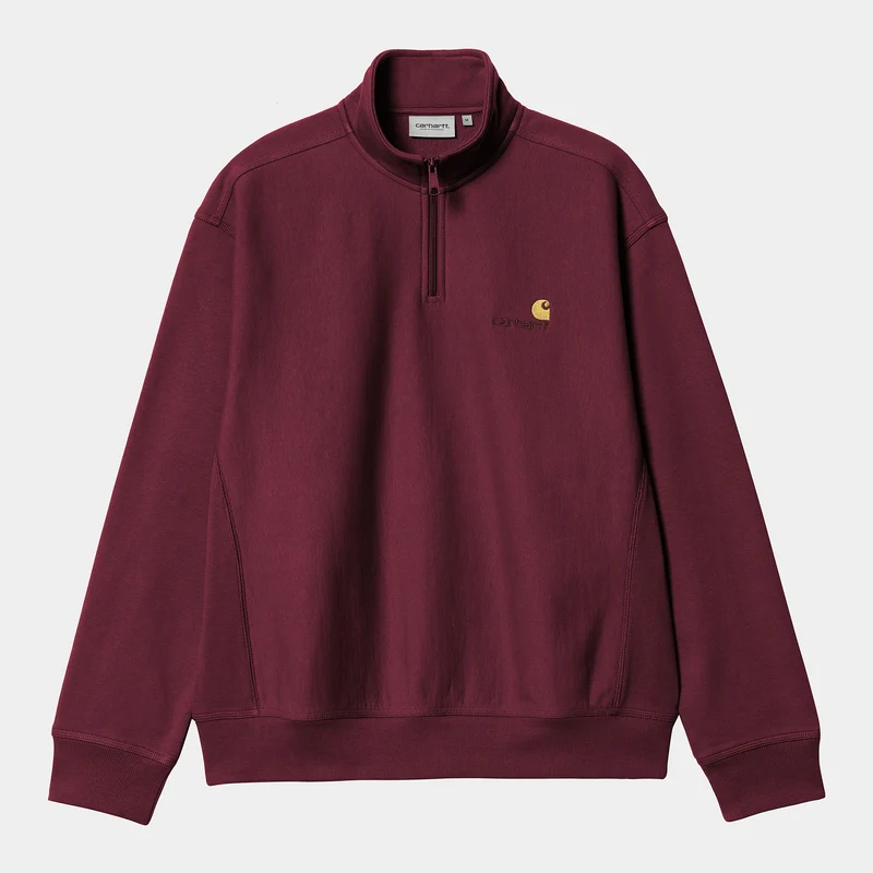 Carhartt WIP Heren halve rits American Script Sweatshirt - Malbec