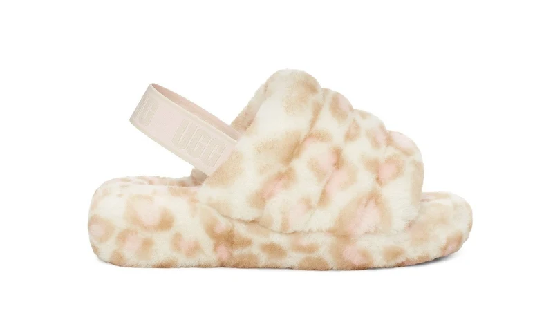 UGG Dames Fluff Yeah Slide Panterprint - Wit