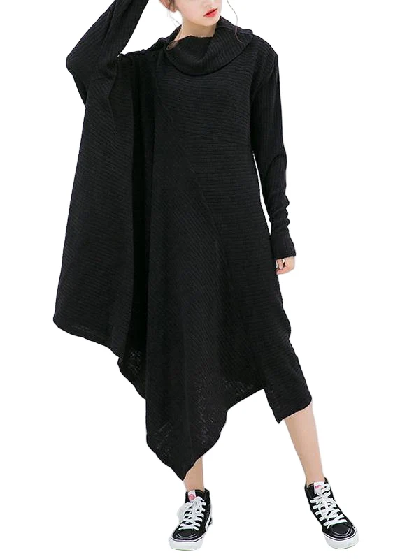 Dames Sweaterjurk Asymmetrisch Ontwerp Hoge Hals