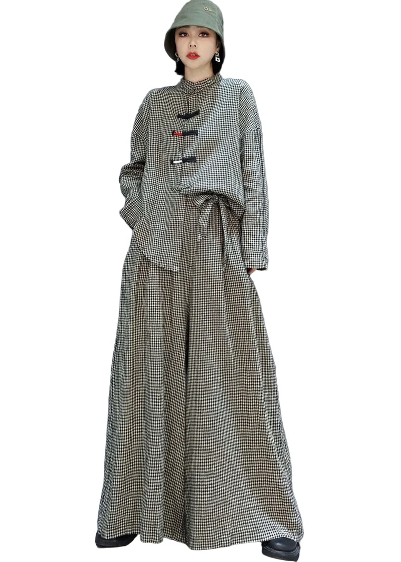 Dames 2-delige Outfit met Geruite Zakken