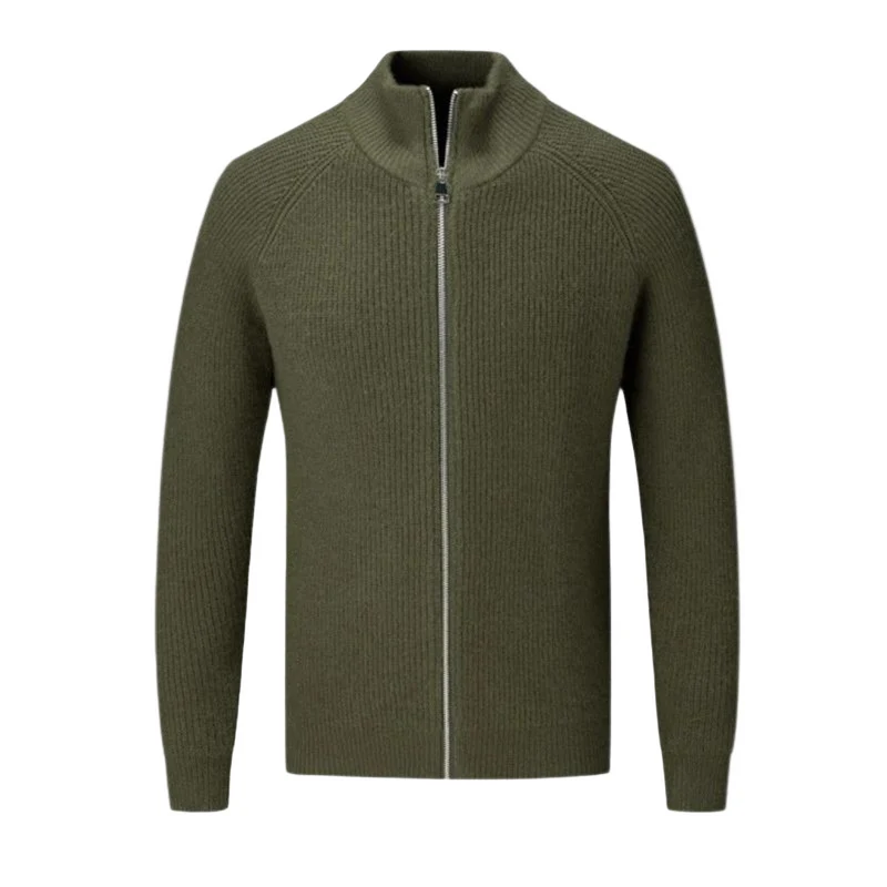 Heren Sweater Met Volledige Ritssluiting En Opstaande Kraag