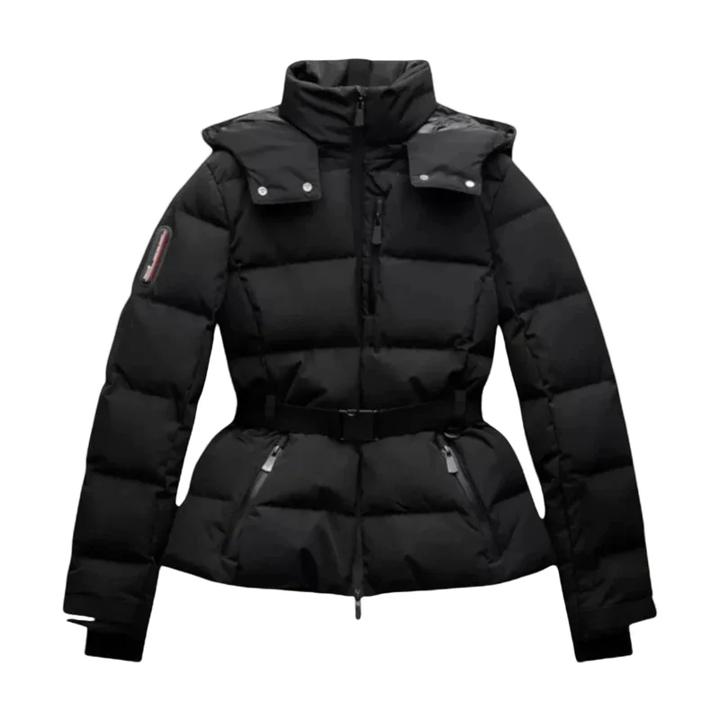 Dames Ski-jack Met Capuchon en Tailleaccent