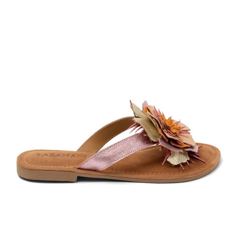Hilde Dames Teenslippers Leer Rose