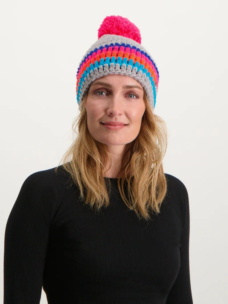 Classic Colorful Beanie | Grey Pink Orange