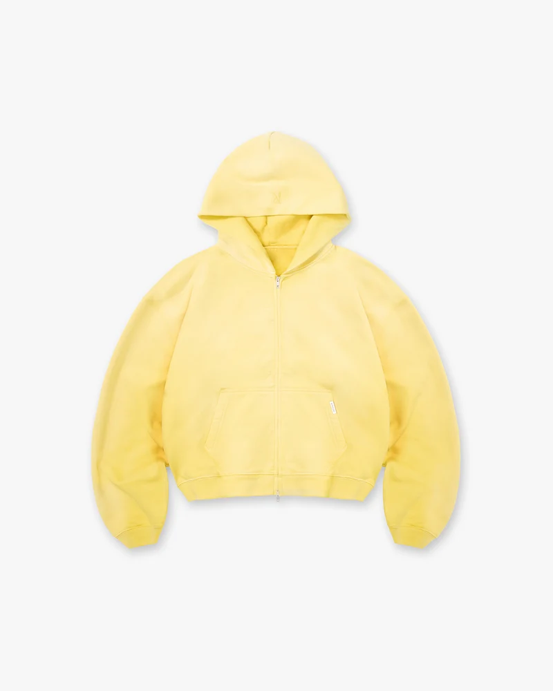 Initial Boxy Zip Through Hoodie - Canary Yellow