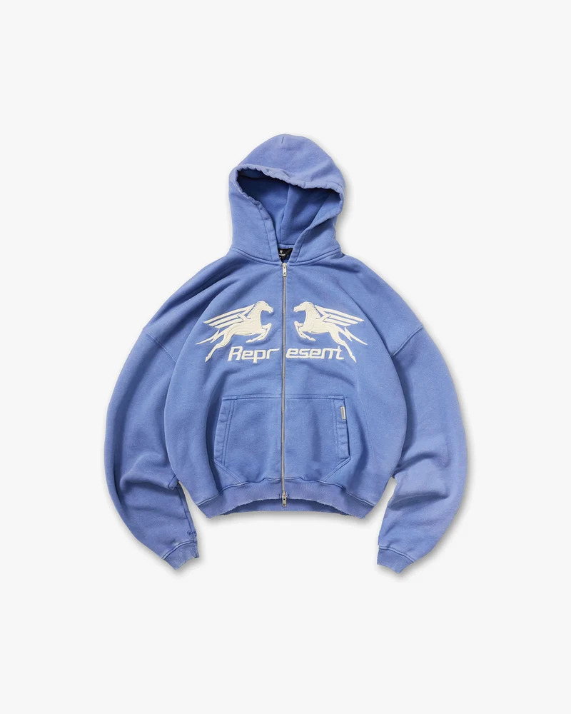 Pegasus Zip Through Hoodie - Indigo