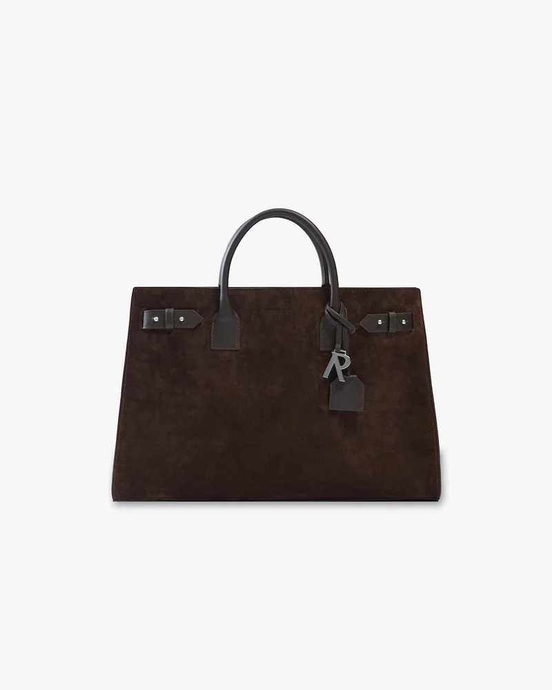 Suede Leather Tote Bag - Brown