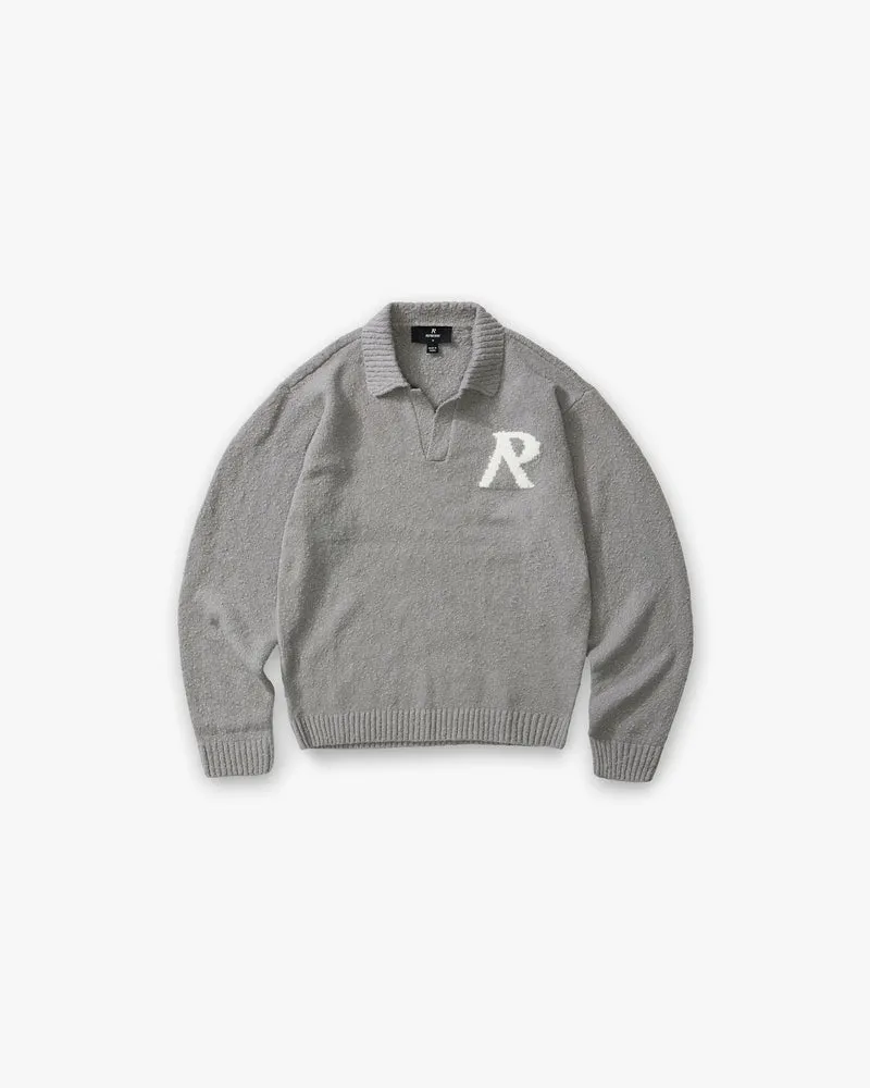 Knitted Boucle Polo - Grey