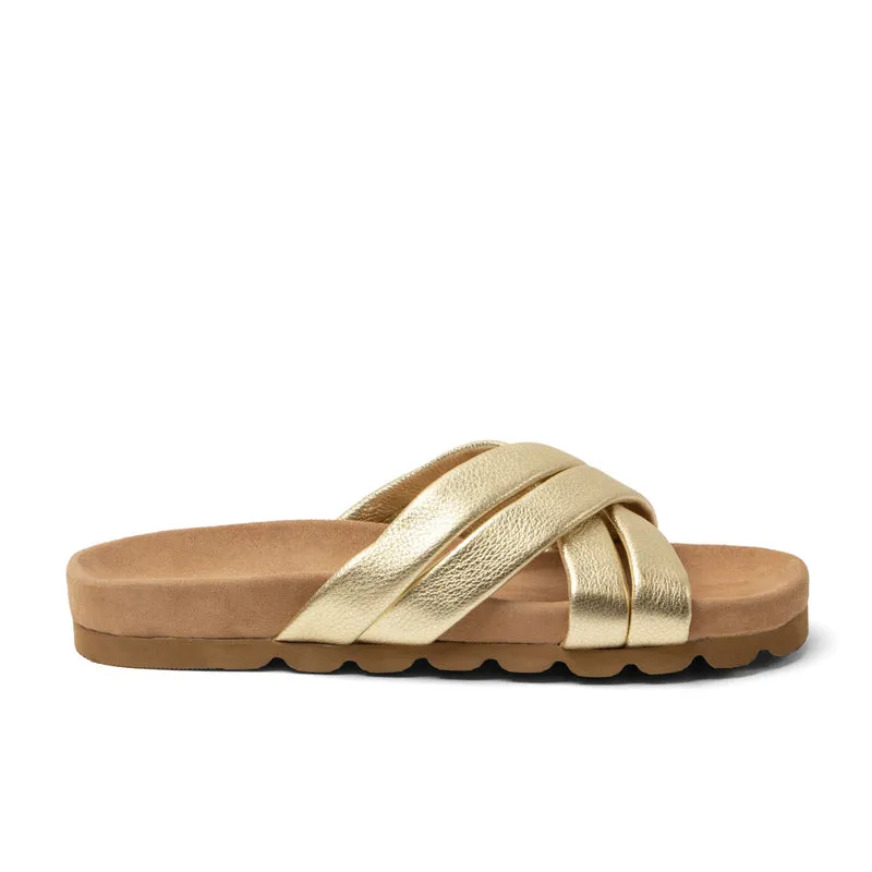Lee Dames Slippers Leer Gold