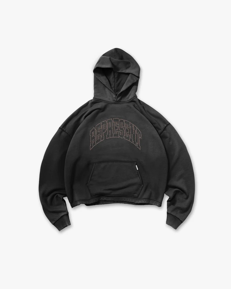 Represent Embellished Hoodie - Stained Black