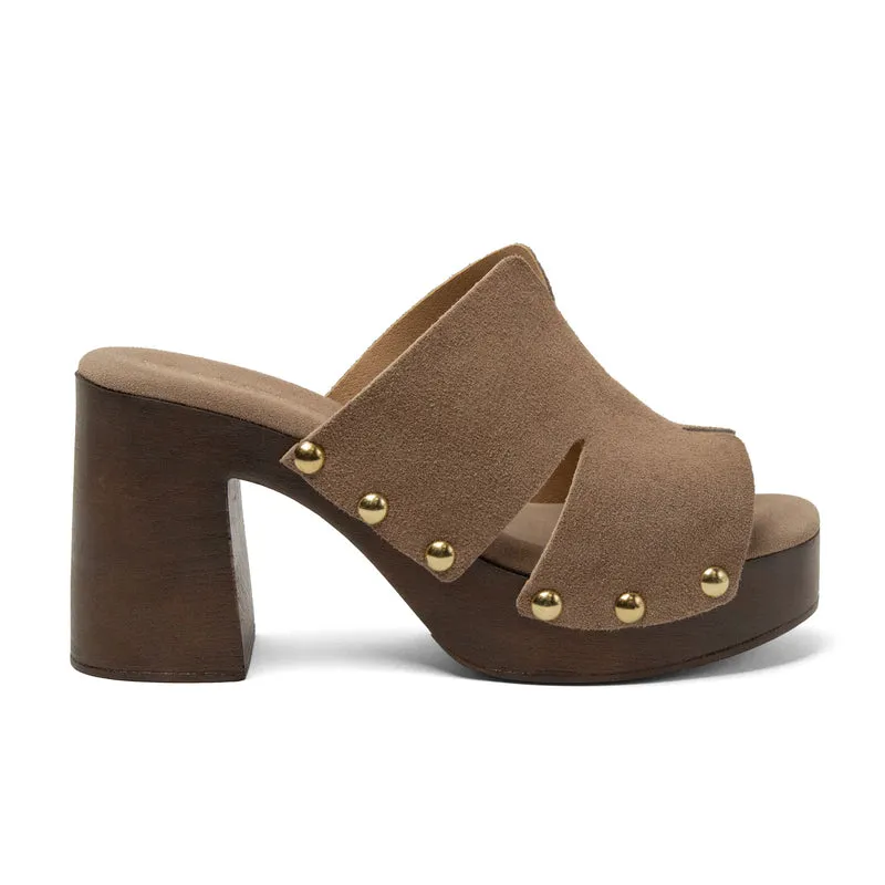 Juna Dames Clogs Suede Taupe