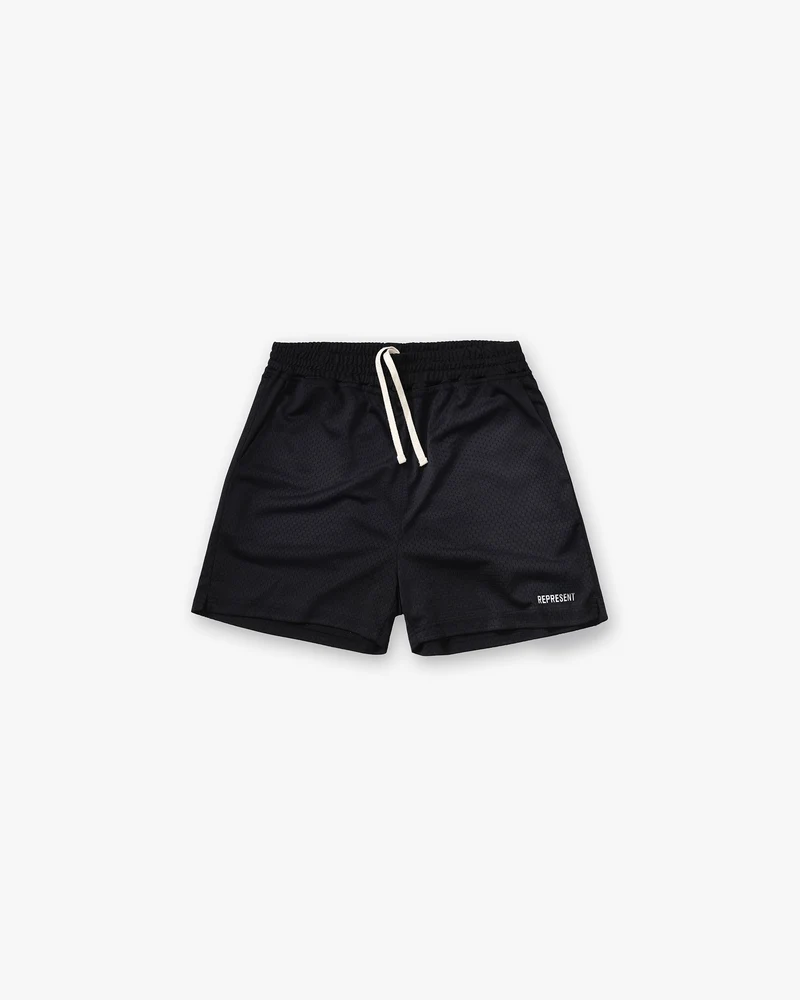 Washed Mesh Shorts - Black