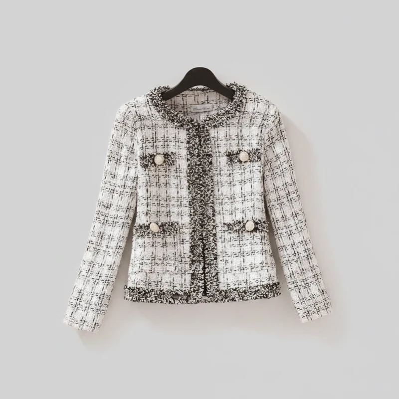 Női tweed dzsekik, tavaszi, divatos, rövid, joker, temperamentumos, kis méretű, illatos tweed kabát, kardigán