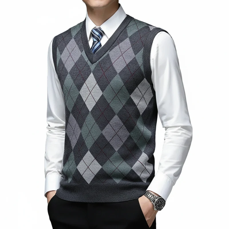 Férfi Argyle mellényes pulóver - Emeld őszi stílusodat kényelemmel és eleganciával