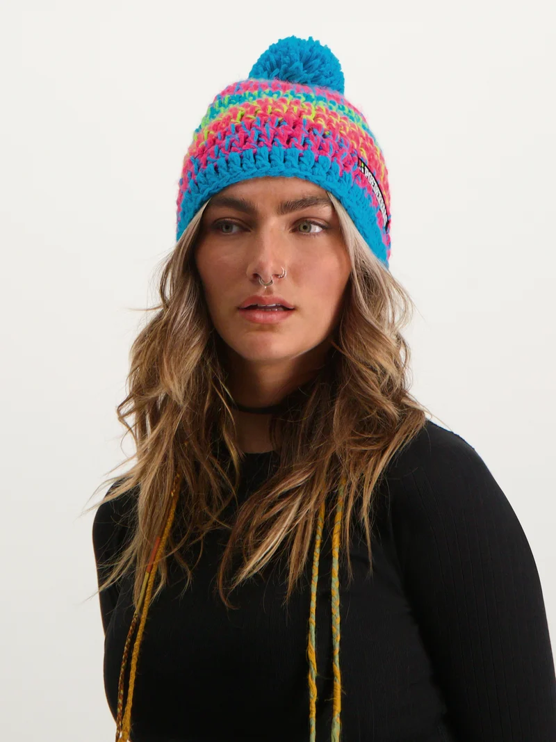 Classic Colorful Beanie | Pink Blue Yellow
