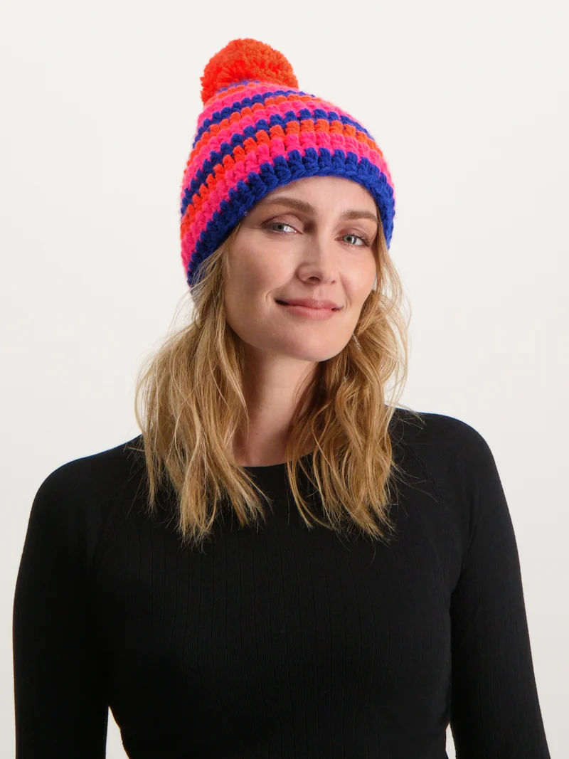 Classic Colorful Beanie | Pink Orange Blue