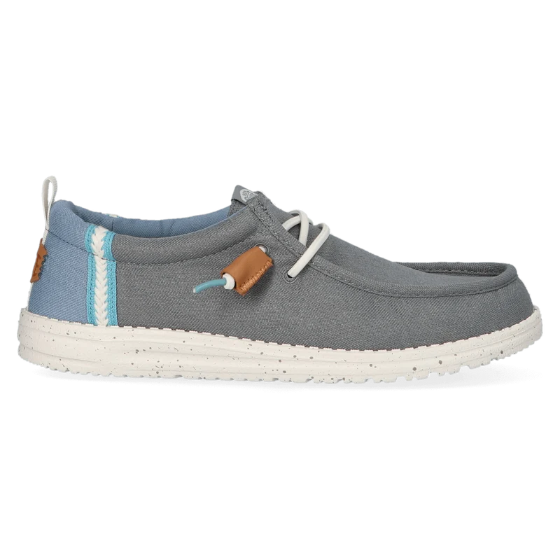 Wally Craft Linen Heren Instappers Monument Grey/Faded Denim