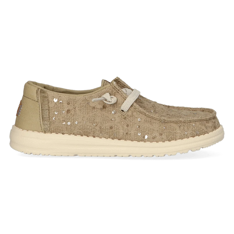 Wendy Sequin Lace Dames Instappers Olive Grey