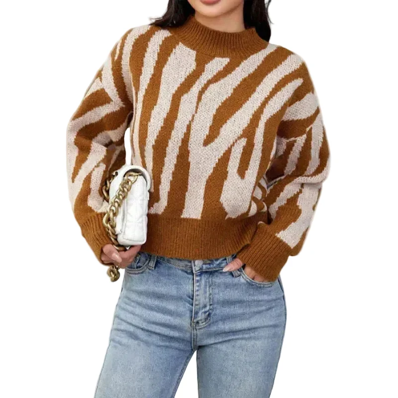 Dames Sweater Dierenprint Ronde Hals Casual Trendy