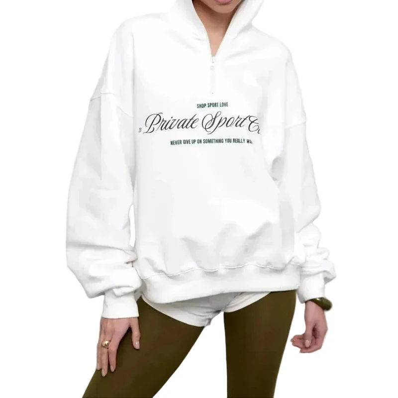Dames Oversized Sweatshirt met Halve Rits