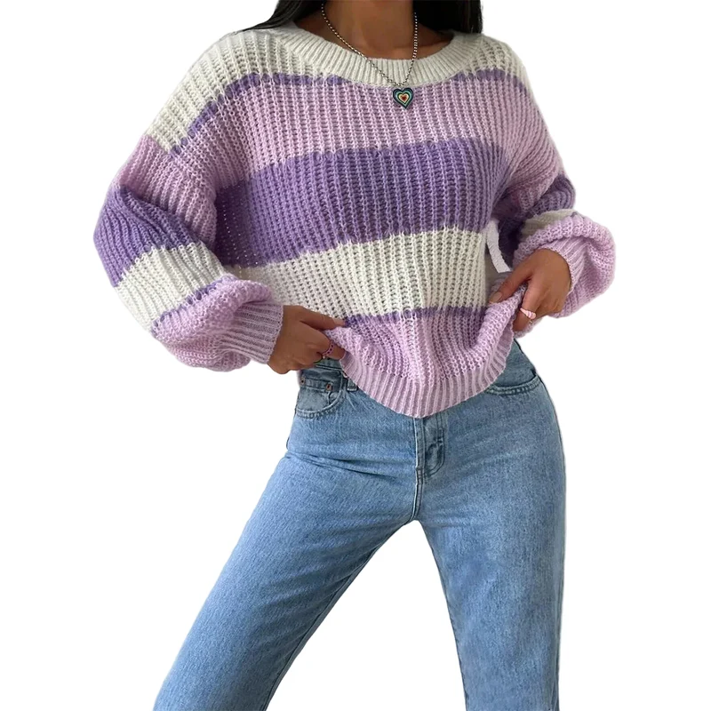 Dames Oversized Pullover Trui Met Ronde Hals
