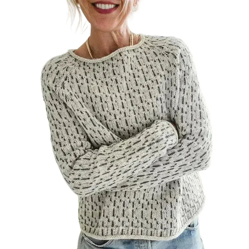 Zwarte Dames Trui Ronde Hals Casual Chic