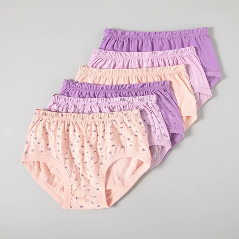 6 db-os Plus Size Magas Derekú Pamut Alsó Női
