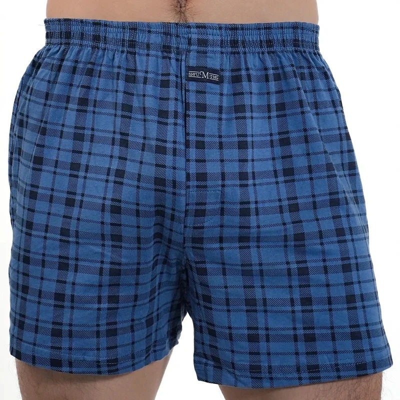 Férfi kockás pamut pizsamaalsó - Magas derekú, plus size boxeralsó kényelmes otthoni viseletre
