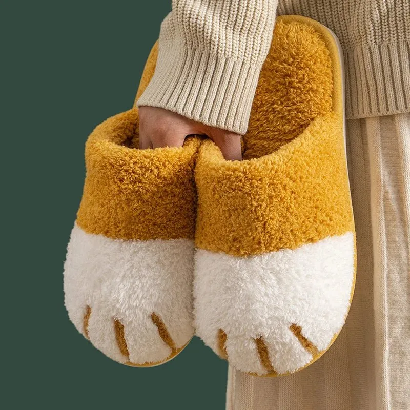 Kényelmes macskamancs papucsok - Comwarm téli plüss designer szőrme házicipők hálószobába és beltéri használatra