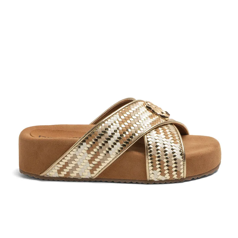 Lizzy Dames Slippers Leer Beige