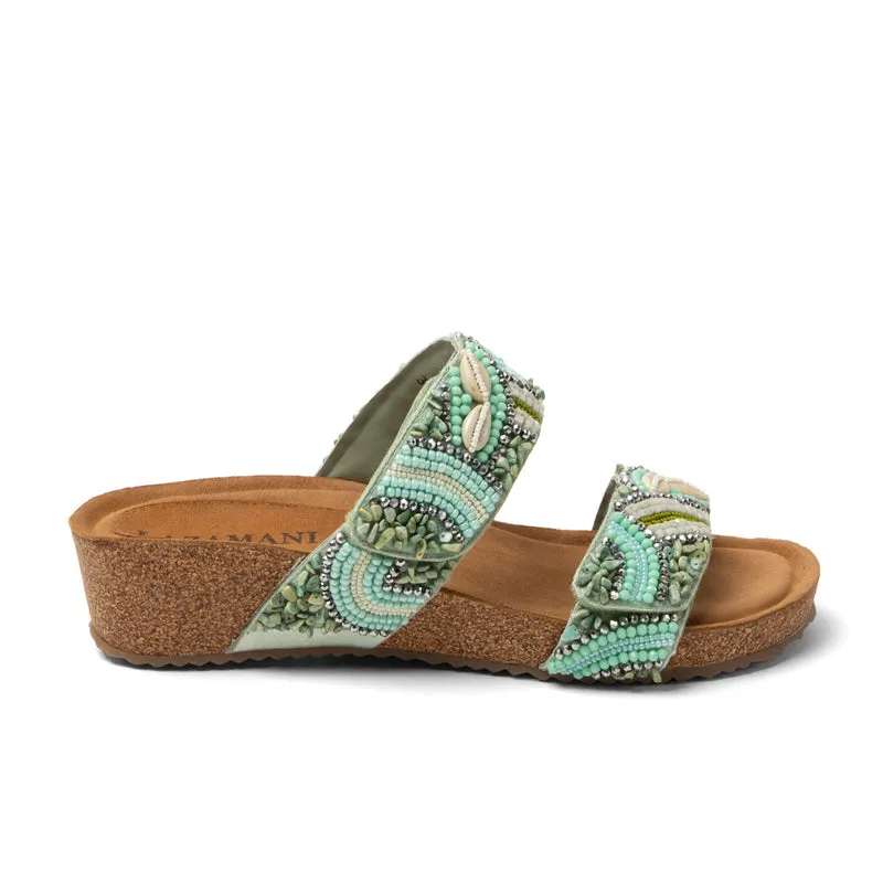 Dagmar Dames Slippers Leer Mint