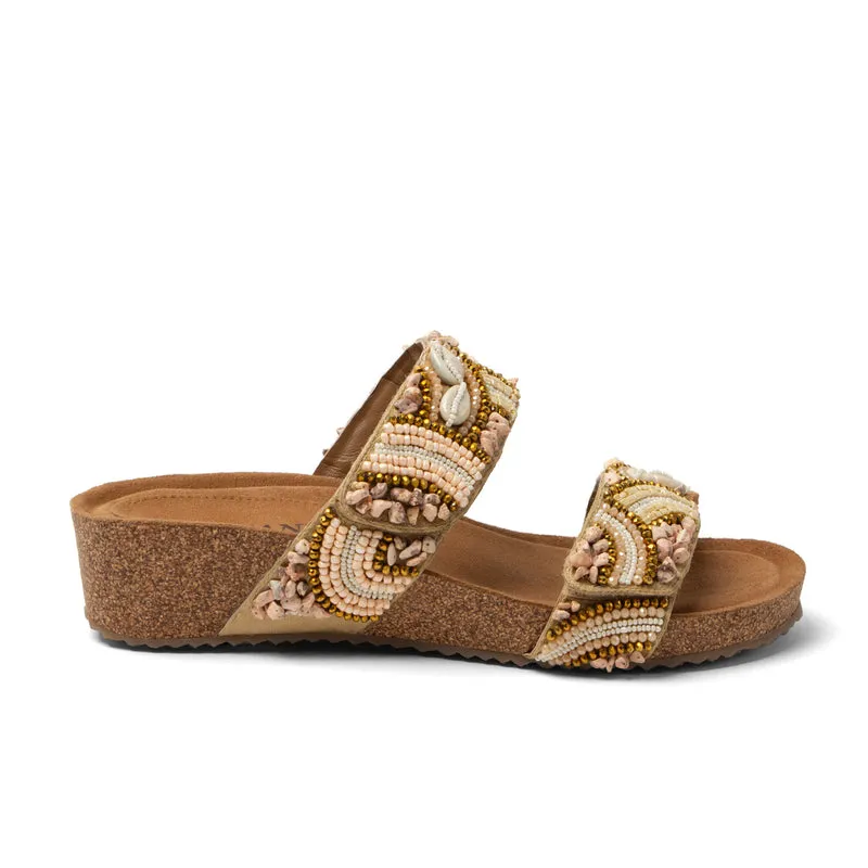 Dagmar Dames Slippers Leer Beige