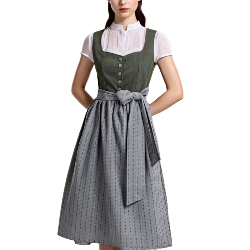 Vrouwen Dirndlkleid met Schürze Traditioneel Bavarian Stijl