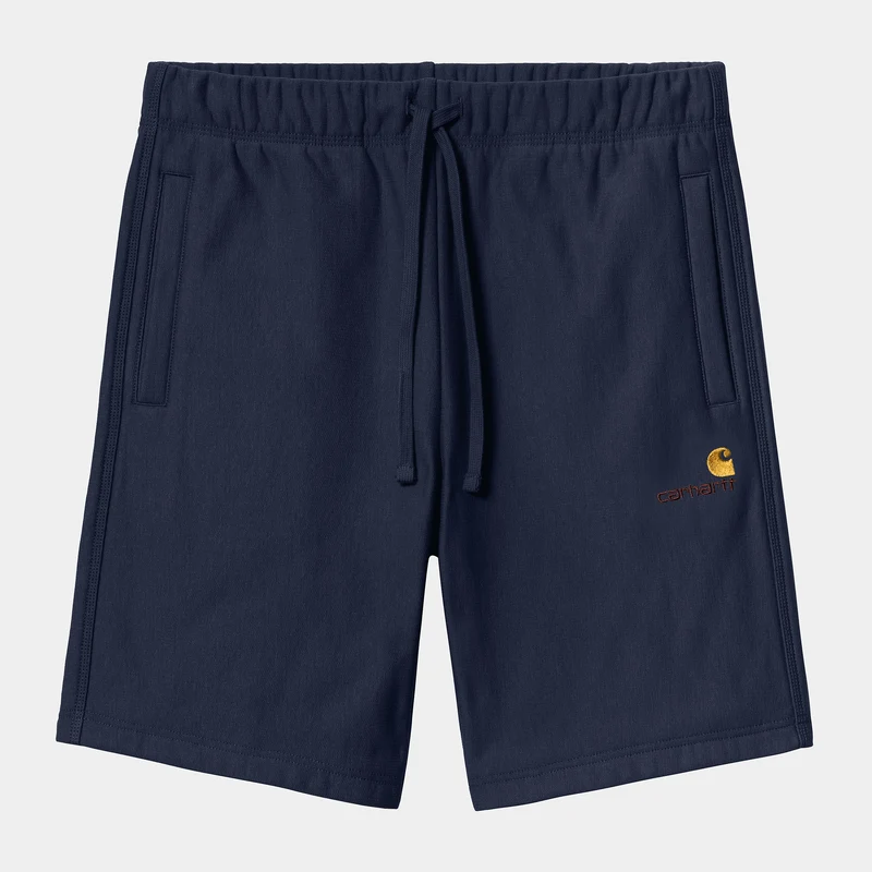 Carhartt WIP HEREN American Script Sweatshorts - Luchtmachtblauw