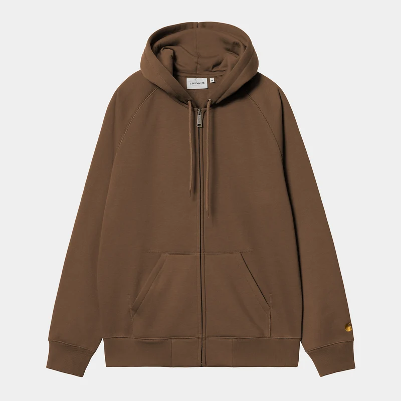 Carhartt WIP Heren Chase Zip Front Jacket Hoodie - Chocolade