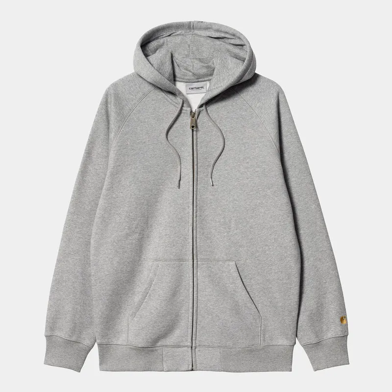 Carhartt WIP Heren Chase Zip Front Jacket Hoodie - Grijs Heather
